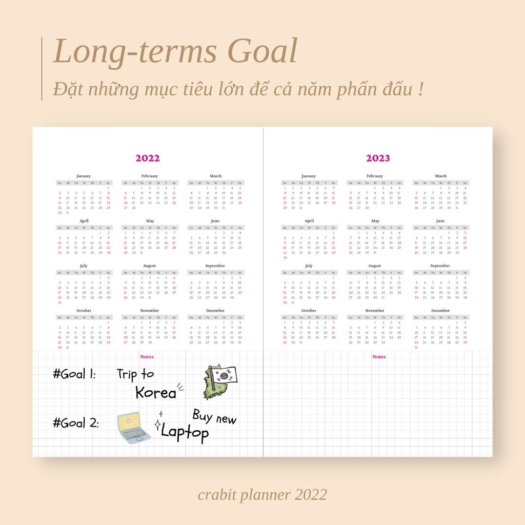 Sổ planner 2023 sổ kế hoạch 12 tháng Crabit Planner My Twenty Something