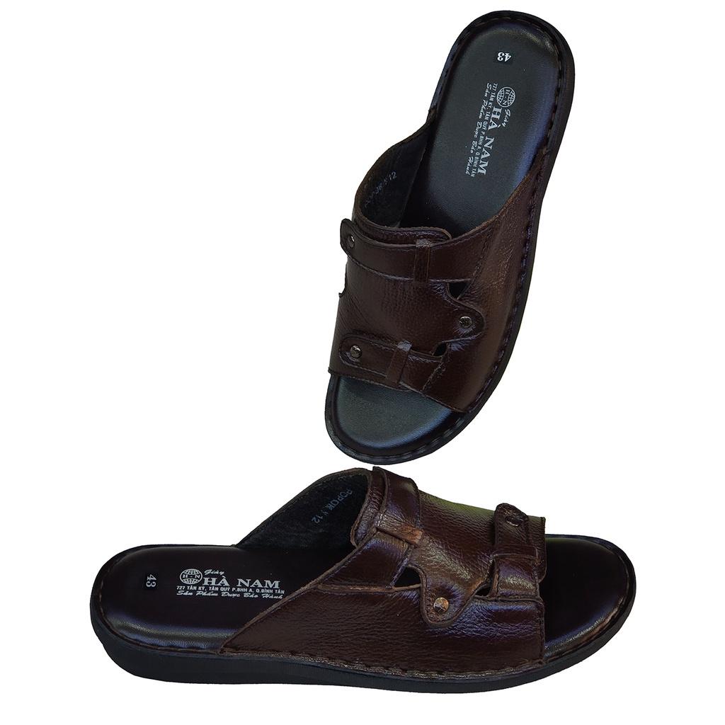 Dép Nam Quai Ngang Da Bò Thật TiTi ĐÔ Cao Cấp DNA2114d