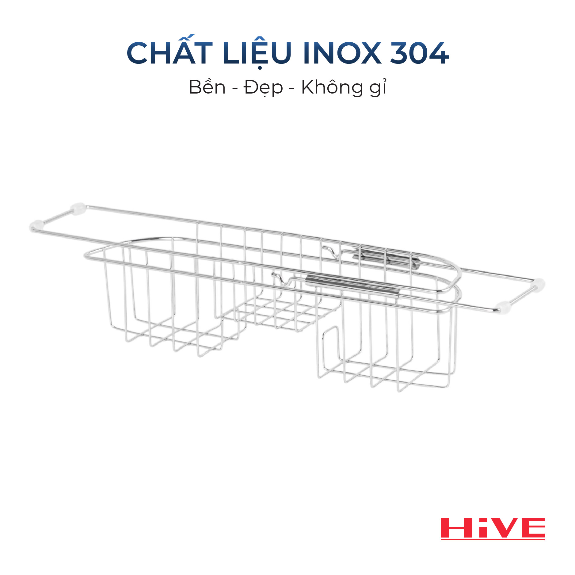 Rổ đựng dụng cụ rửa chén gác bồn HiVE small rack inox Cao Cấp