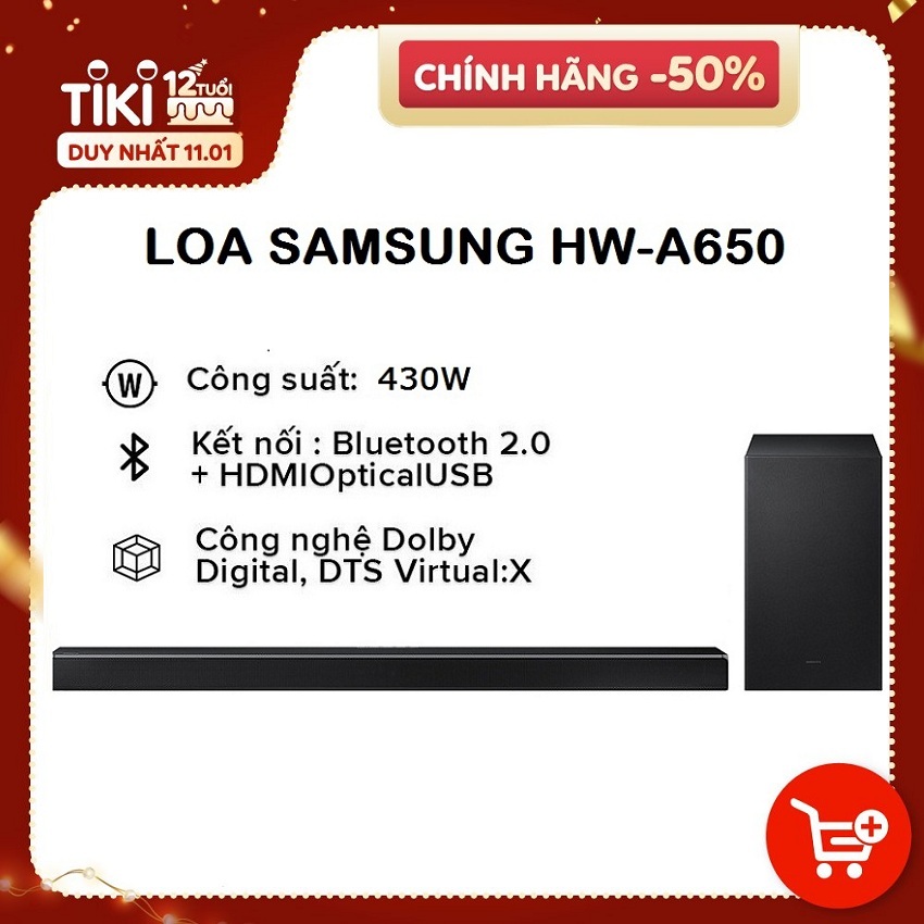 Loa Thanh Samsung HW-A650 3.1ch (430W)/ Model 2021 - Hàng chính hãng