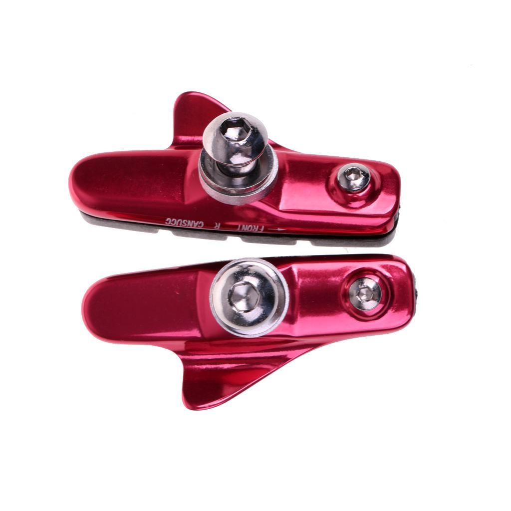 4Pcs Road Bike BRAKE BLOCKS Pads Shoes Fixed Gear  Rubber Holder Red