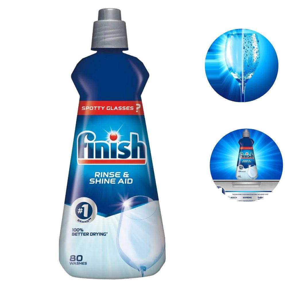 Nước làm bóng và khô bát, đĩa Finish Dishwasher Rinse & Shine Aid Regular 400ml QT017391, nước trợ xả máy rửa bát