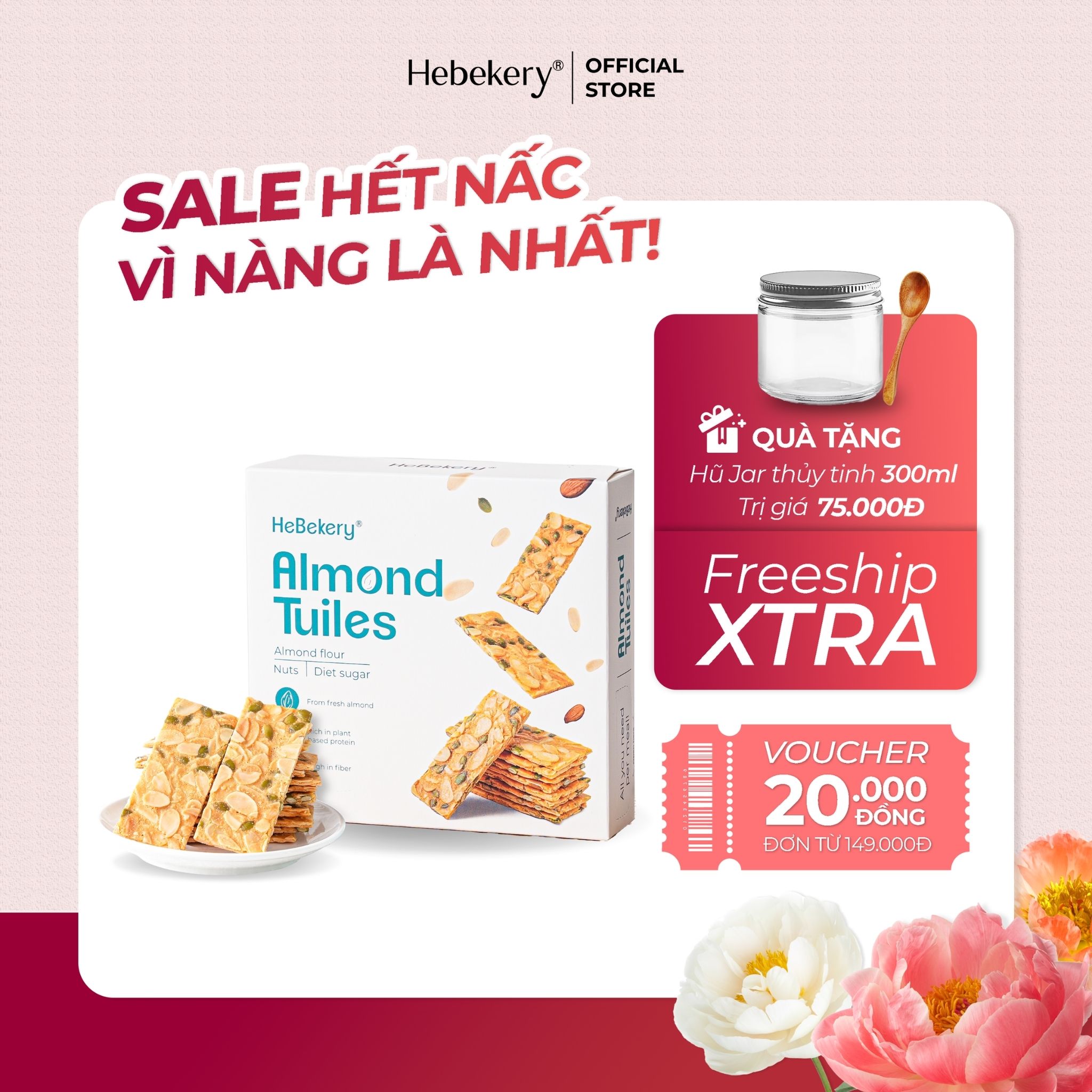 Bánh Ngói Hạnh Nhân Siêu Hạt Chuẩn Keto - Bánh Ngói Ăn Kiêng Chuẩn Eatclean HEBEKERY by HEBE