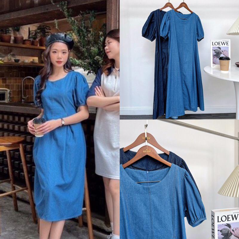 Váy bò nữ cổ tròn tay cộc chiết ly eo v238426 by germe