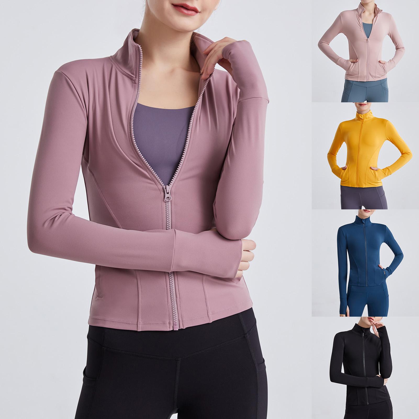 Áo khoác thể thao có dây kéo và xỏ ngón tay cái để tập thể dục, chạy bộ, yoga thoải mái