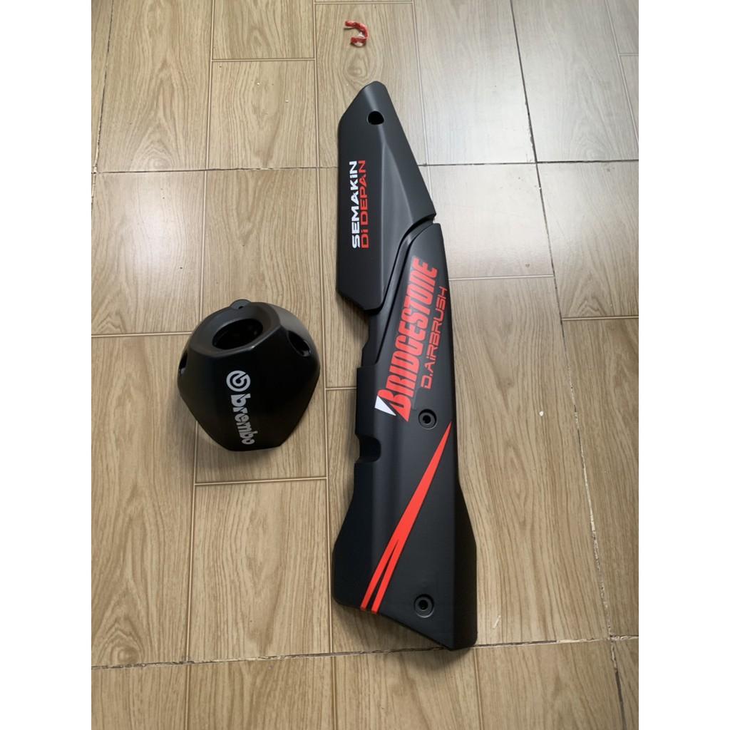 Ốp pô và chụp đích pô xe exciter 155 màu đen nhám