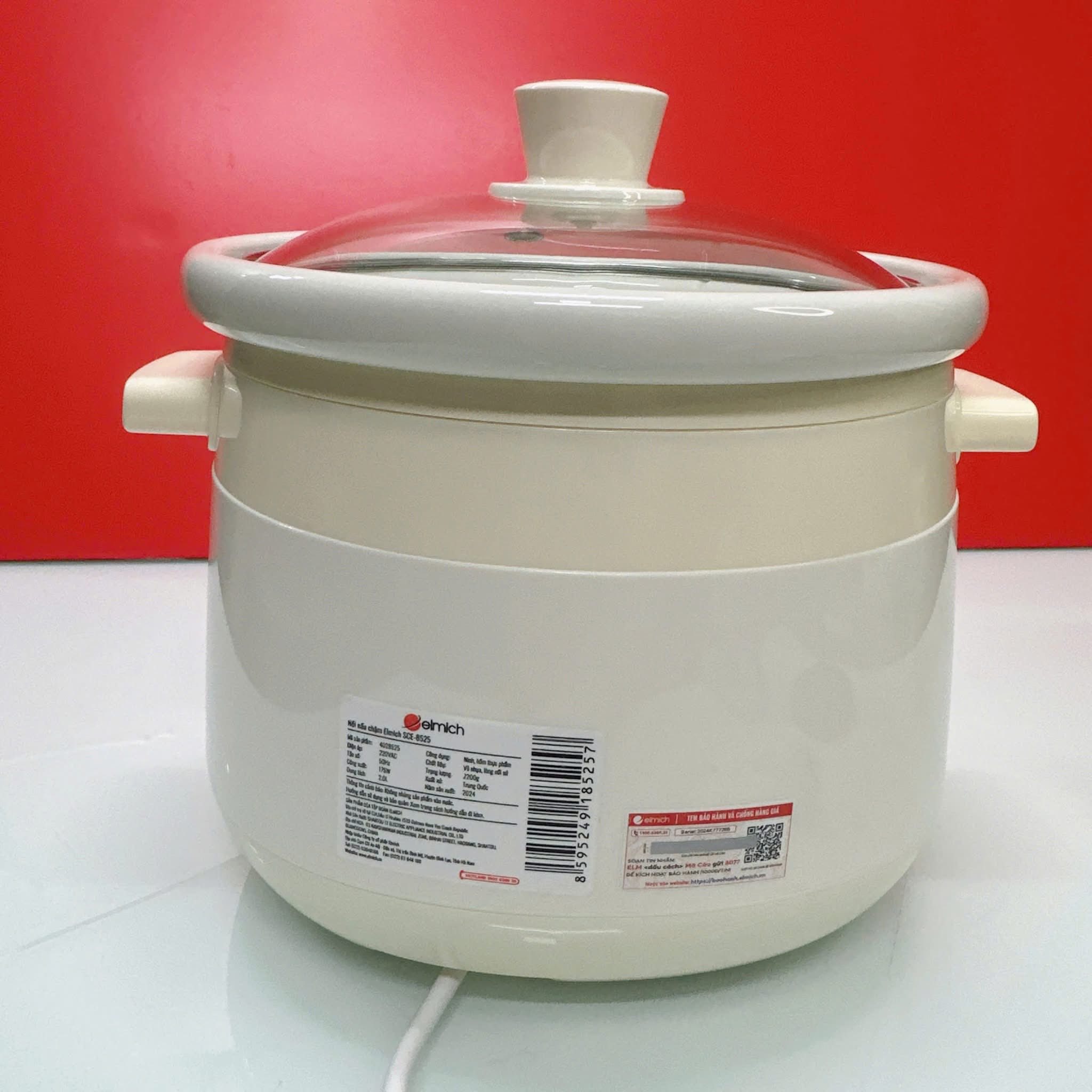 Nồi nấu chậm 2 lít Elmich SCE 8525 - 3 chế độ nấu cài sẵn, an toàn chuyên gia nấu cháo, hầm ninh - Hàng chính hãng