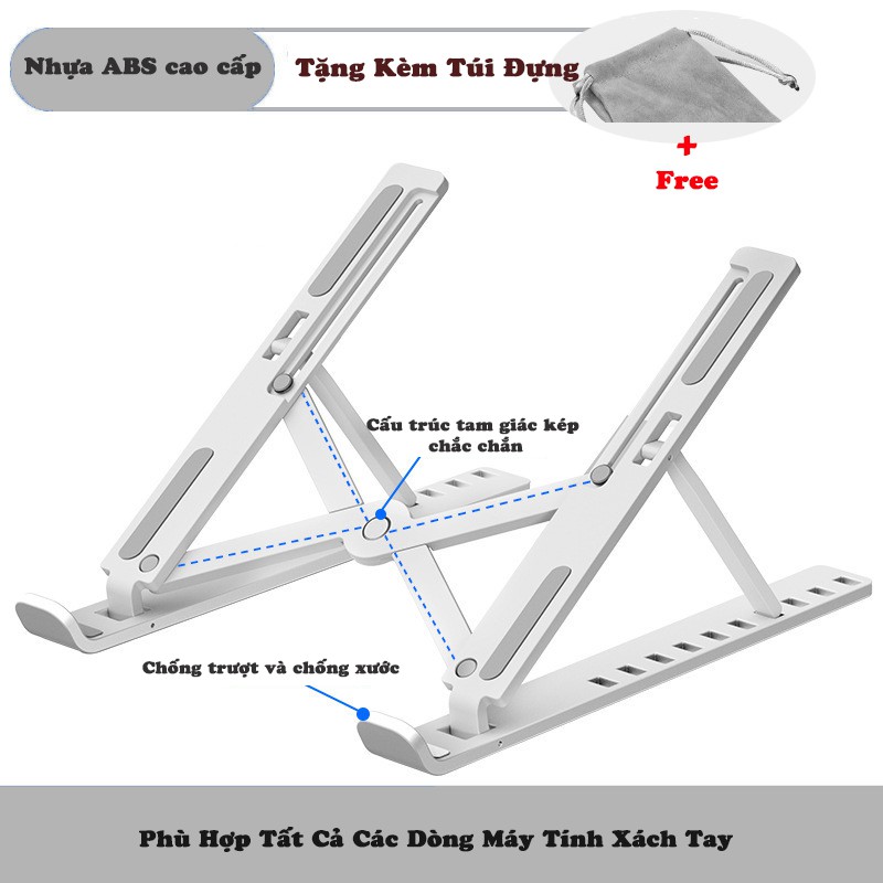 Giá đỡ / Đế đỡ tản nhiệt dành cho laptop, macbook, máy tính bảng gấp gọn tiện dụng + tặng kèm túi đựng, ( Giao màu ngẫu nhiên )- Hàng chính hãng