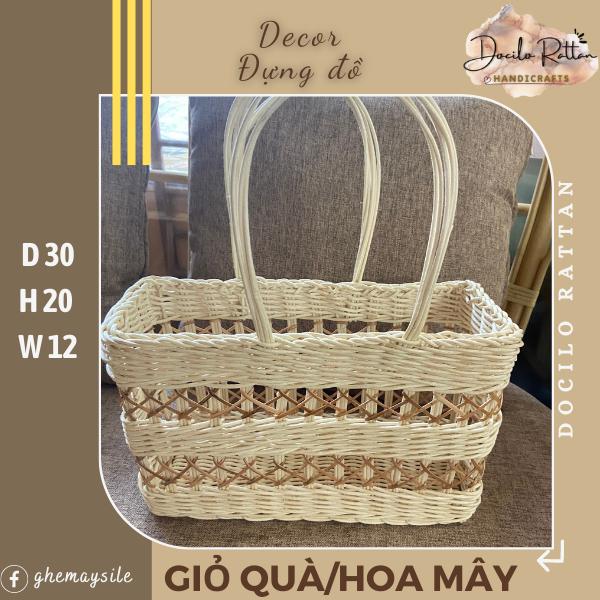 Giỏ quà mây tre- Giỏ mây đựng hoa trái cây xinh xắn tiện dụng khi đi dã ngoại- Giỏ mây trang trí