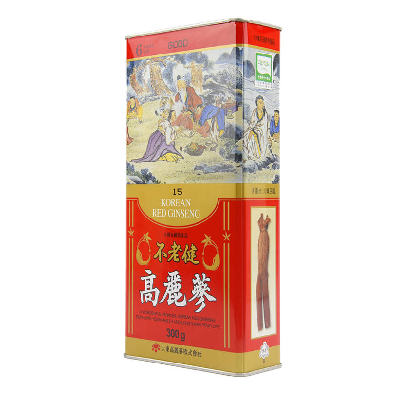 Thực Phẩm Chức năng Hộp 300 Grams Hồng sâm khô Daedong Korea 6 năm tuổi Size củ 15