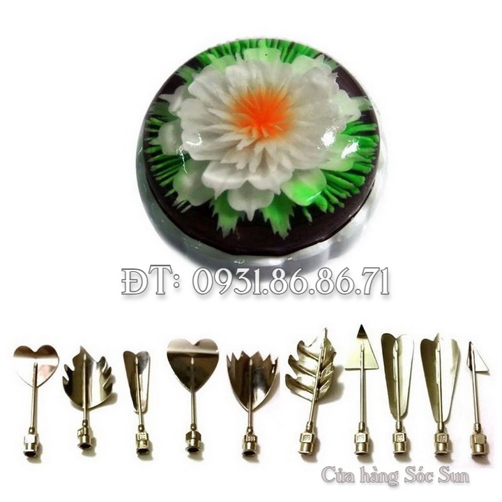 Bộ 10 dụng cụ làm rau câu 3D - Tặng kèm xi lanh – Mã số 1340