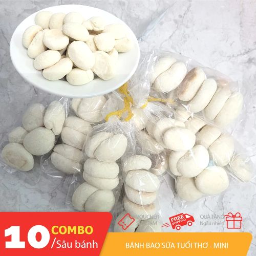 Bánh bao sữa trắng mini 10 bịch/xâu (60 cái)