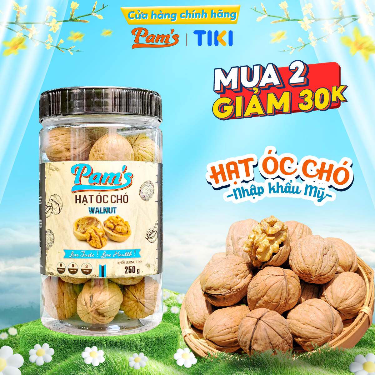 Hạt Óc Chó Chandler Nhập Khẩu Mỹ Pams - Hạt Óc Chó Cao Cấp Dễ Tách, Dinh Dưỡng Mẹ Bầu, Chất Lượng Cao, Giòn Béo, Thơmngon - 250G