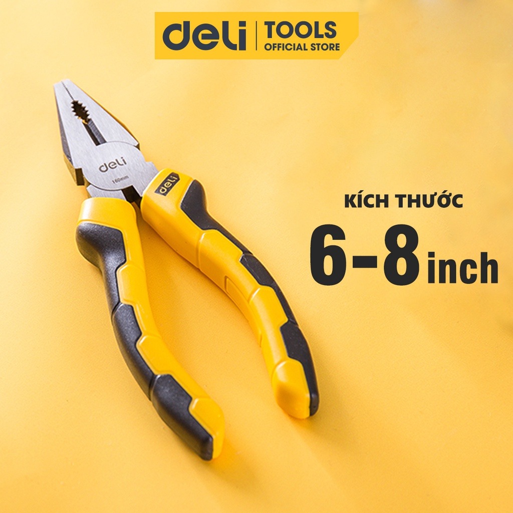 Kìm Đa Năng 6-8 inch Deli Cao Cấp Chính Hãng - Chất Liệu Thép Cacbon Siêu Bền - Có Thể Sử Dụng Nhiều Mục Đích - EDL2006