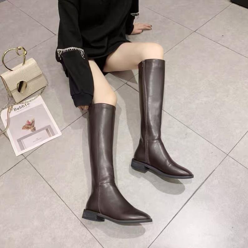 Hàng chất lượng Mã T2 Boots đùi trơn basic da lì bóng 2019