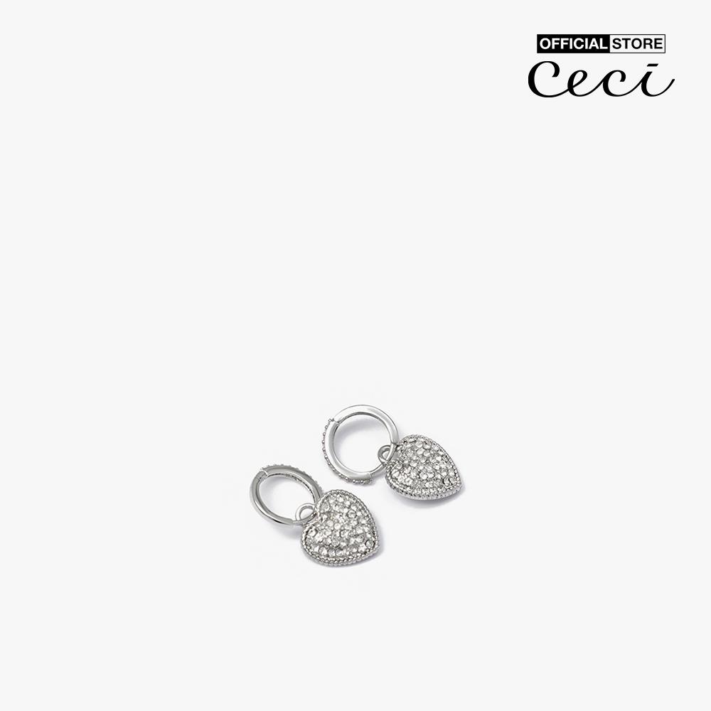 CECI - Khuyên tai nữ khoen tròn hình trái tim đính đá CC1-01000015-03
