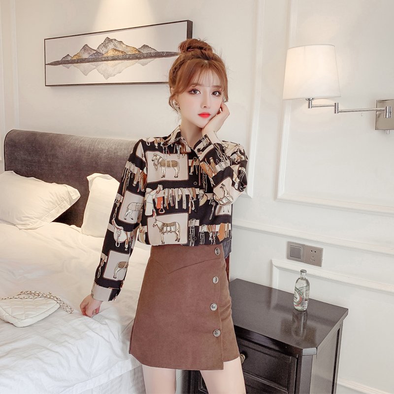 Áo sơ mi nữ, áo sơ mi dài tay họa tiết độc đáo AH78