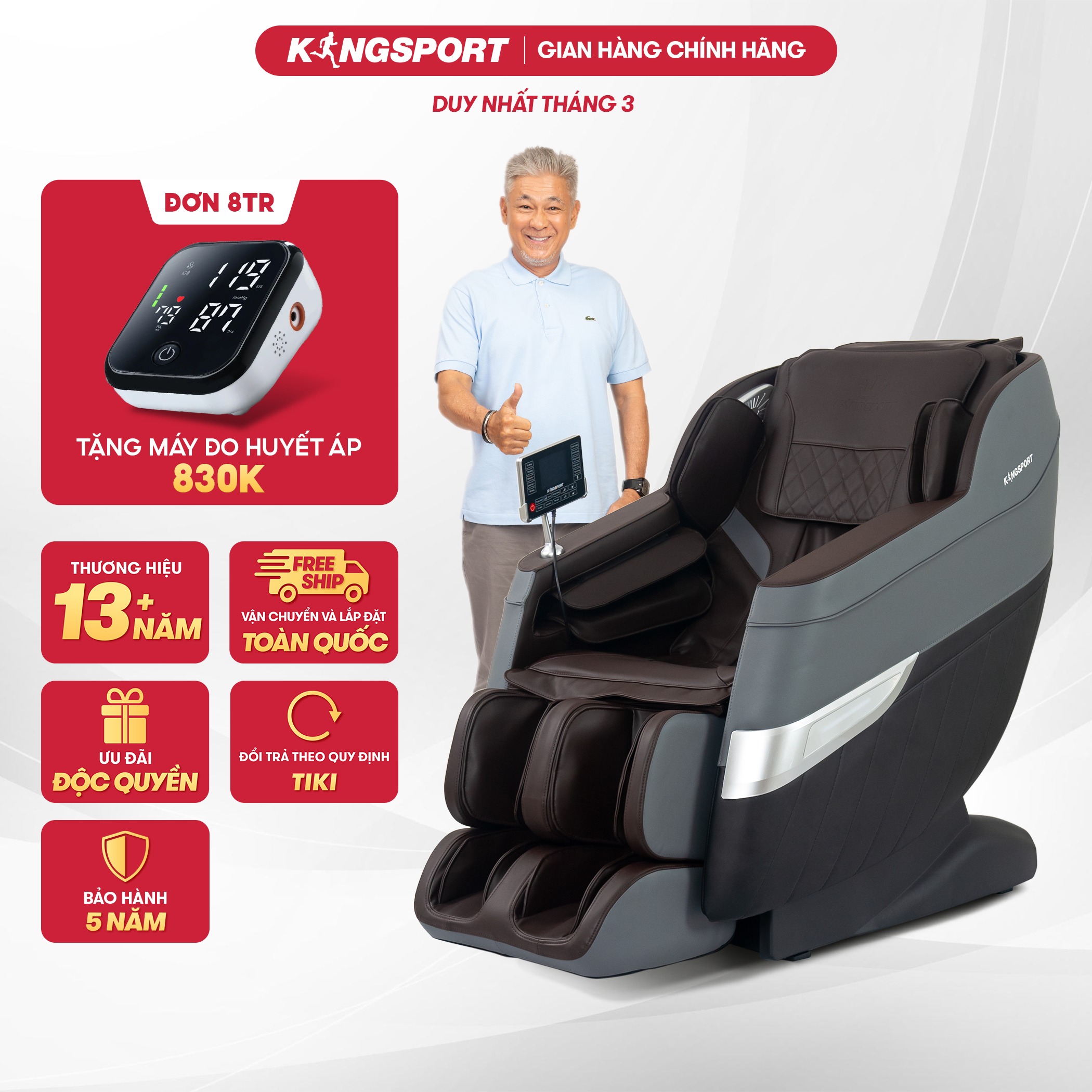 Ghế massage KINGSPORT G92 cao cấp con lăn 3D với 20 bài tập, chế độ quét cơ thể thông minh, túi khí massage chân cao