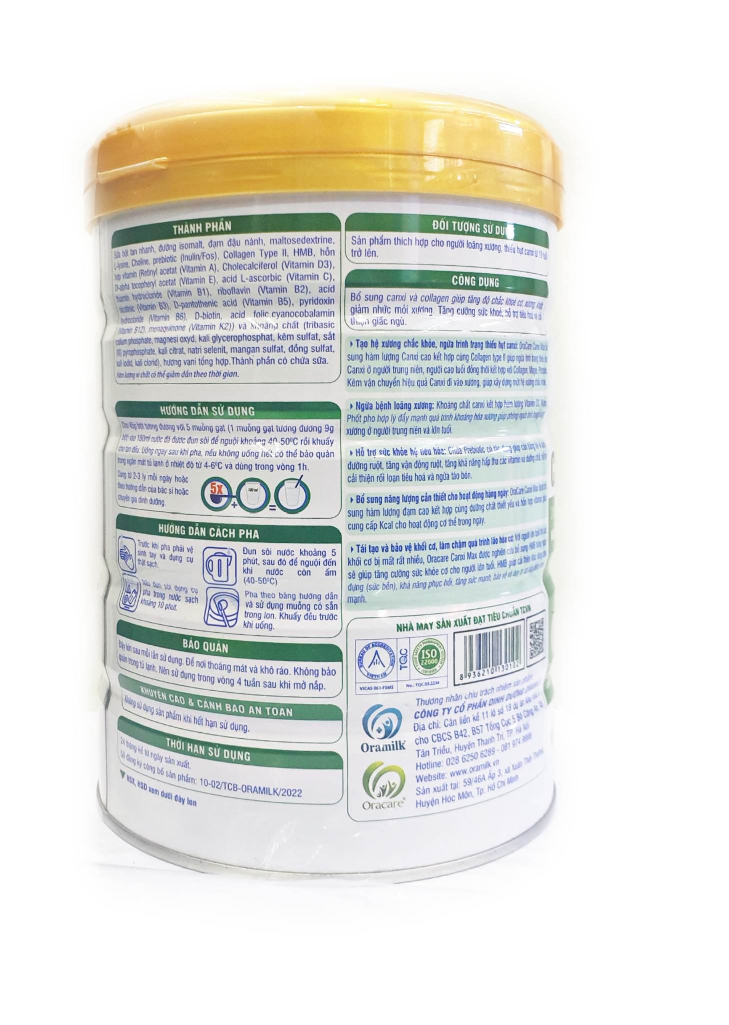 Combo 3 lon Sữa OraCare CANXI MAX lon 900g - Sữa dinh dưỡng cho người thiếu hụt canxi