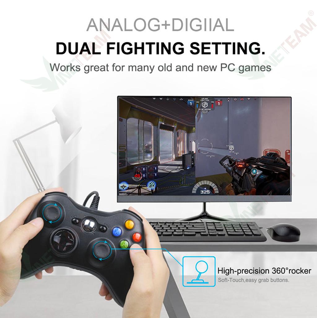 Tay Cầm Chơi Game PC VINETTEAM Xbox 360 Chuyên Dùng Cho PC laptop TVbox - Chơi F04 Full Skill - Hỗ Trợ Rung Khi Chơi Game Chơi FIFA Online 03 Rồng Đen 10 - Hàng Chính Hãng