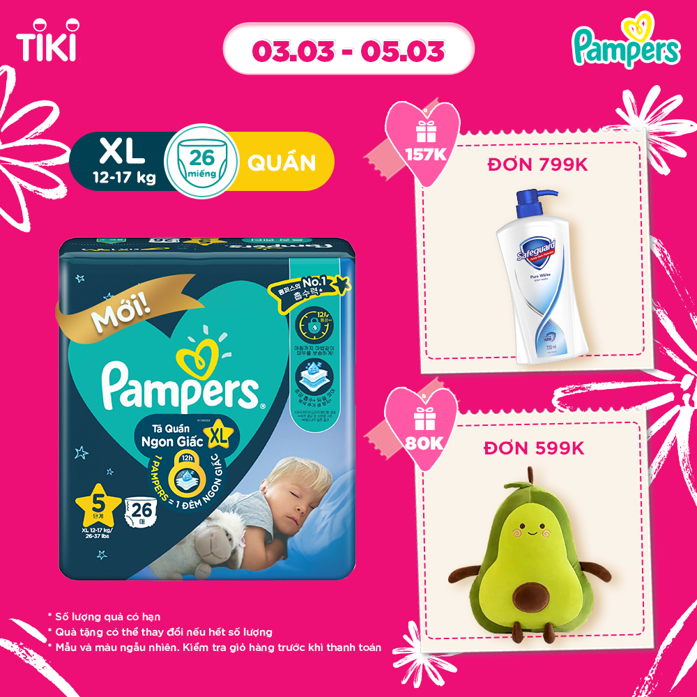 Tã Quần PAMPERS Ngon Giấc L30/XL26/XXL22