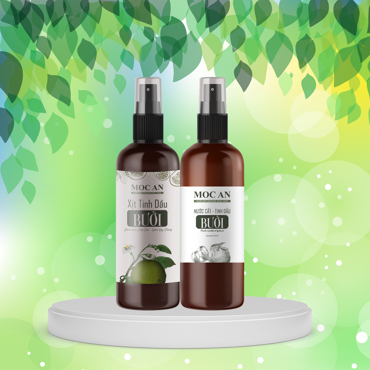 Combo Xịt Tinh Dầu Vỏ Bưởi Da Xanh + Nước Chưng Cất Tinh Dầu Vỏ Bưởi Xanh Mộc Ân Haircare
