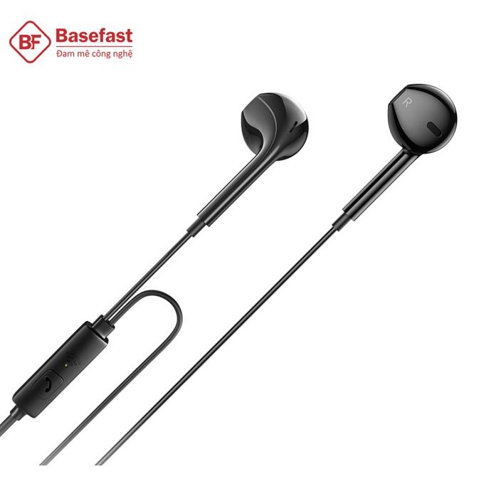 Tai Nghe Có Dây Nhét Tai Jack 3.5mm Basefast TN01 - Micro Đàm Thoại, Dây ABS + TPE Tráng Men, Dài 120cm - Hàng Chính Hãng