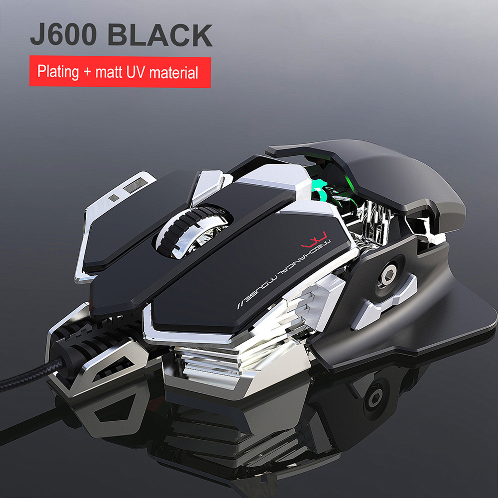 HXSJ V200+J600 Combo Wired Gaming Mouse 9-key Macro Programming Mice & Switch One-handed Mechanical