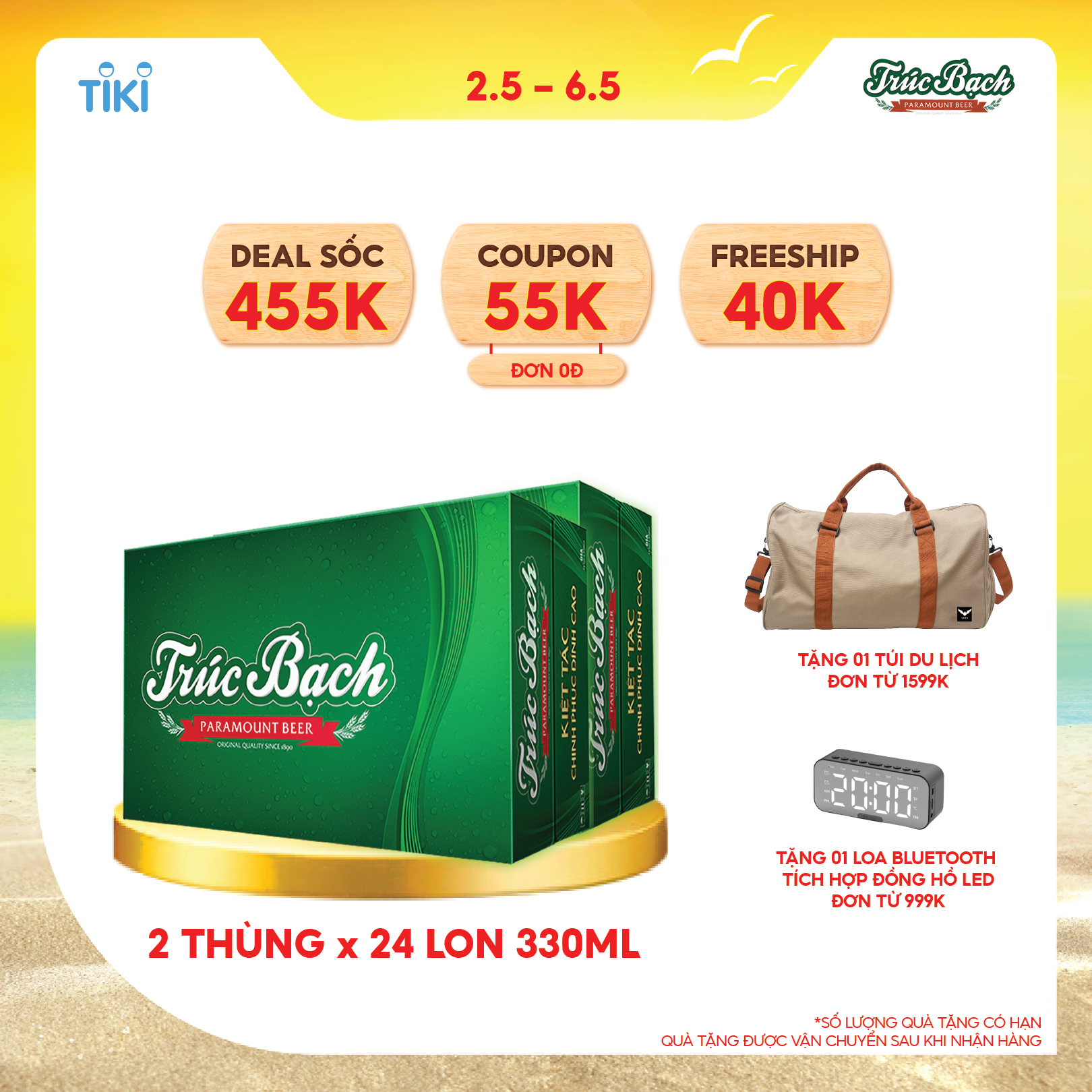 Combo 2 Thùng Bia Trúc Bạch - Thùng 24 lon 330ml