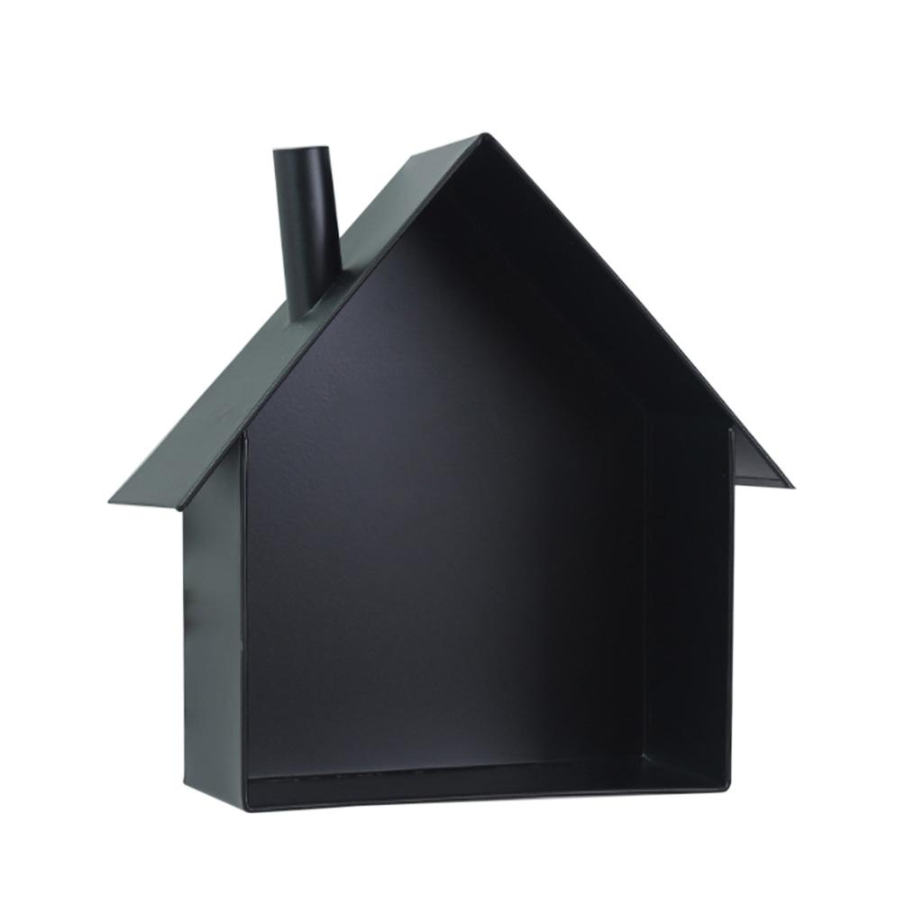 Iron House Shaped Wall Floating Shelves Display Rack Mail Box Holder Black