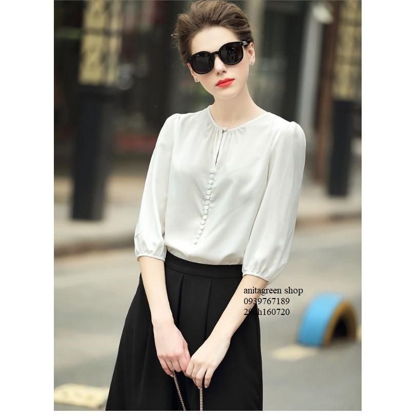 Nh160720-SƠ MI NỮ CÔNG SỞ ĐÍNH NÚT