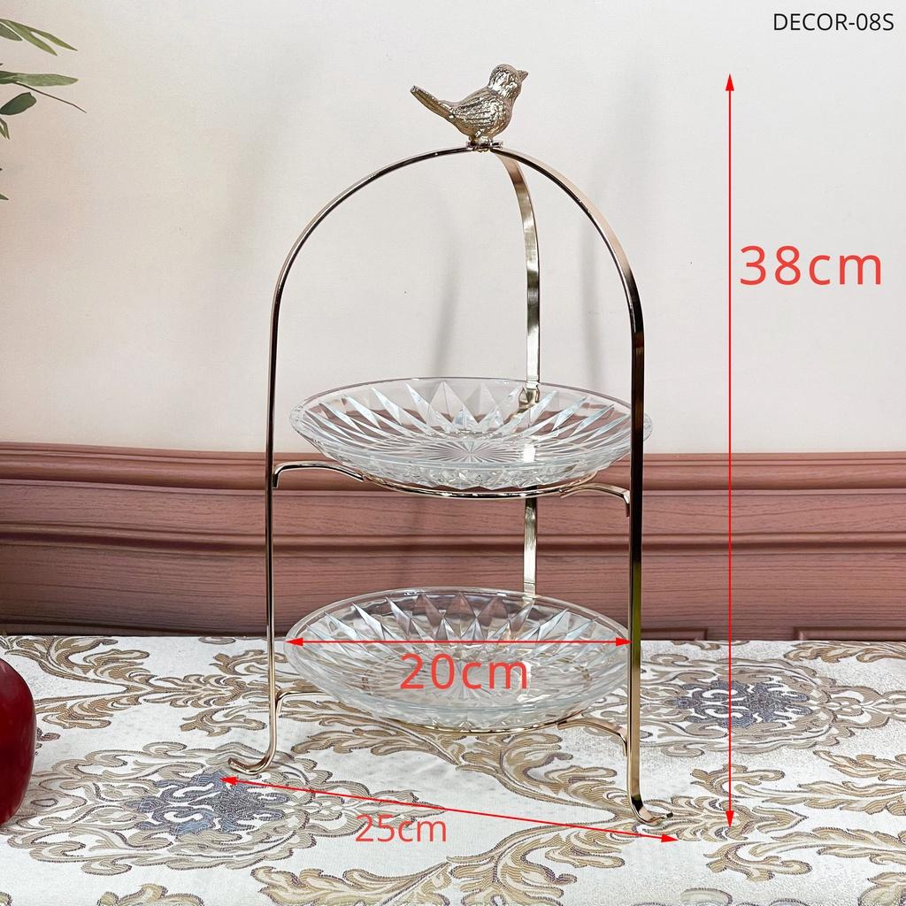 Đĩa quả 2 tầng Chim khuyên tân cổ điển phong cách Bắc Âu Decor-08S