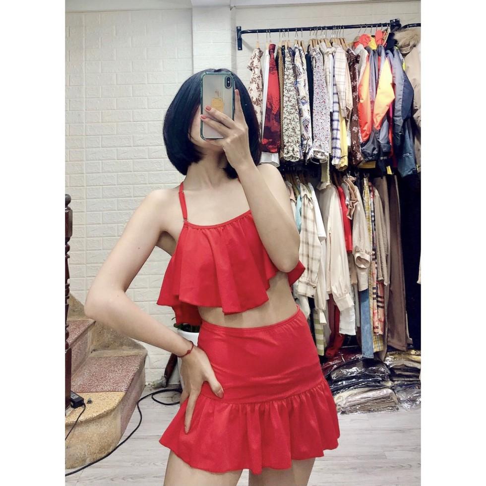 Bikini 2 mảnh áo đan ô vuông lưng ( Có 3 màu)