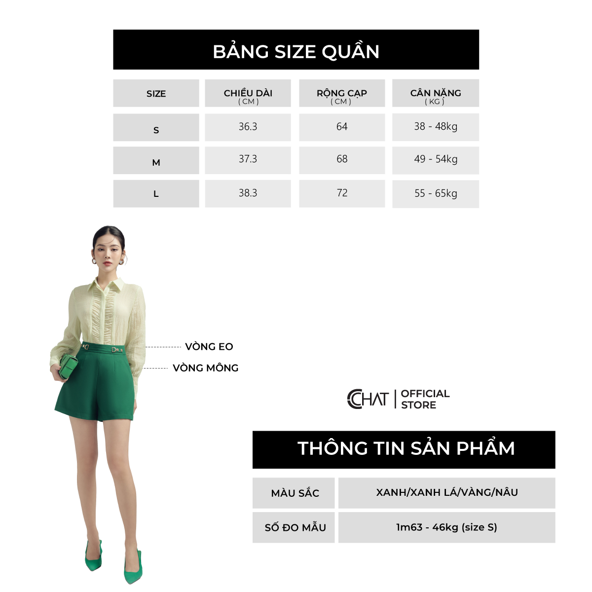 Quần Đùi Nữ  Kiểu Cạp 4 Khuy Dập Dáng A Chất Tuytsi Mềm Mịn 13ONS2014AT
