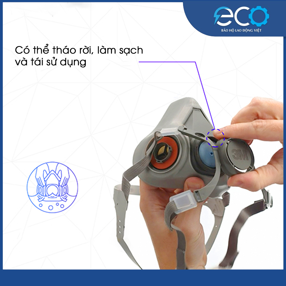 Mặt nạ phòng độc 3M 6100/6200 chính hãng | chống hơi độc, phun sơn, xịt thuốc (Chưa Kèm Phin)