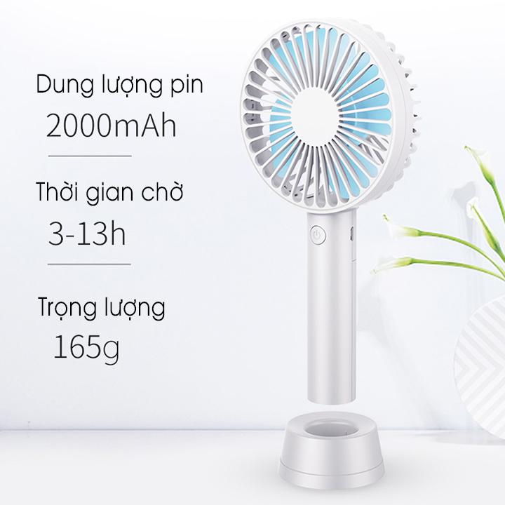 Quạt Sạc Mini Cầm Tay Có Chân Để Bàn Vouller - Màu Ngẫu Nhiên - Hàng Chính Hãng