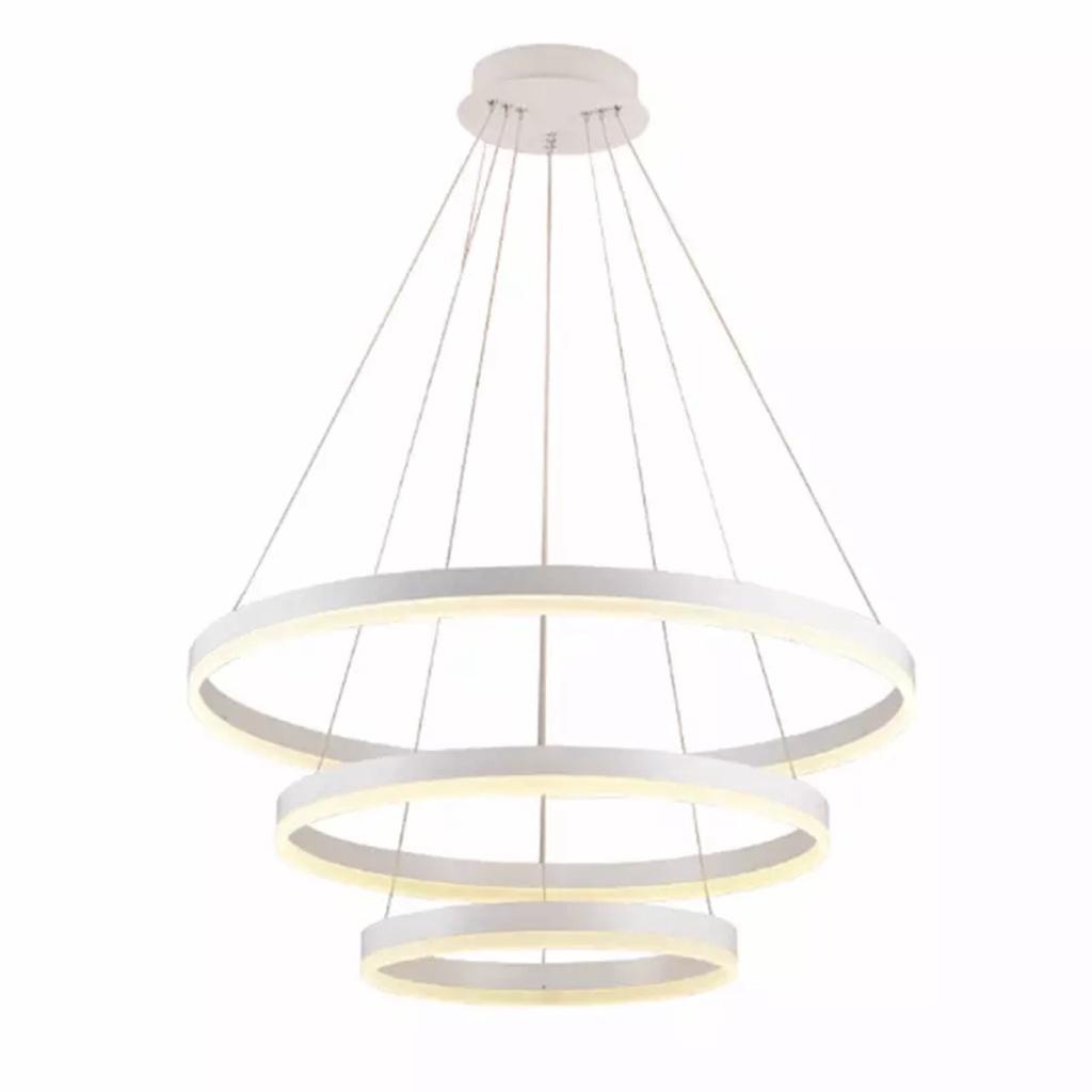 Đèn chùm 3 vòng kết hợp, viền trắng, kiểu dáng độc đáo trang trí phòng khách TH-861/Viền Trắng