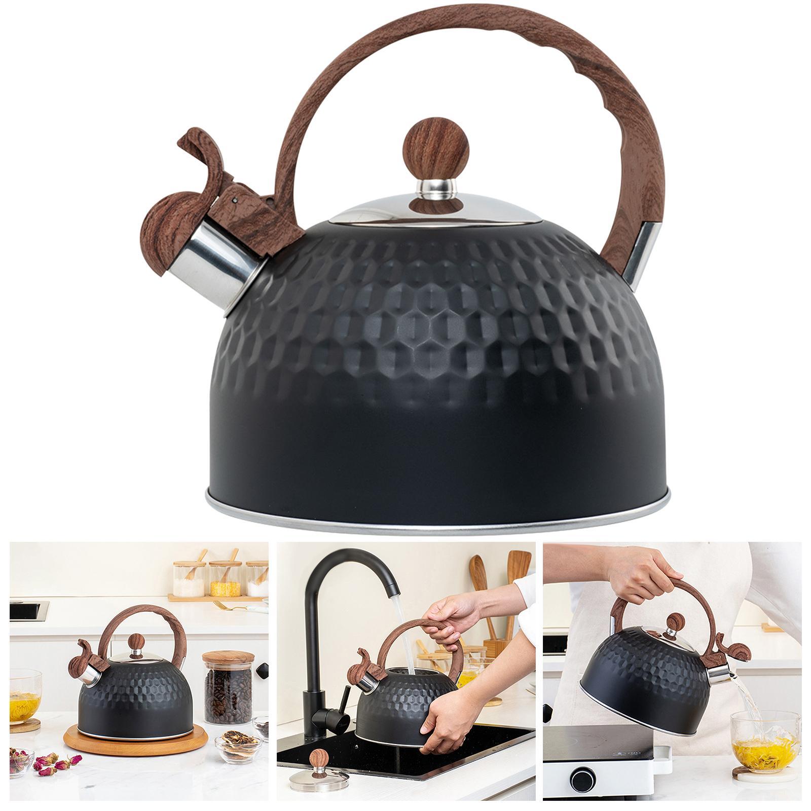 Whistling Tea Kettle 2.5L Supplies Top Kettle Hammer Pattern W/Handle Large Capacity Tea Pot Teakettle for Stovetop Cooker Kitchen Stoves
