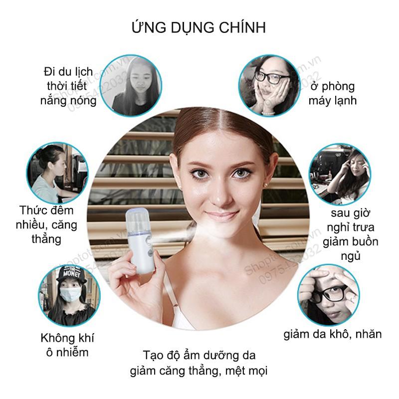 MÁY PHUN SƯƠNG TẠO ẨM, XÔNG HƠI NANO MINI CẦM TAY, SỬ DỤNG PIN SẠC GẮN BÊN TRONG HZC-V1