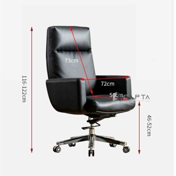 Ghế làm việc nệm PU mềm CM4607-P Nội thất Capta Ghế văn phòng ngả lưng 3 cấp nệm PU dày đen và xám hiện đại nhập khẩu chân thép xoay cao cấp offical chair hcm