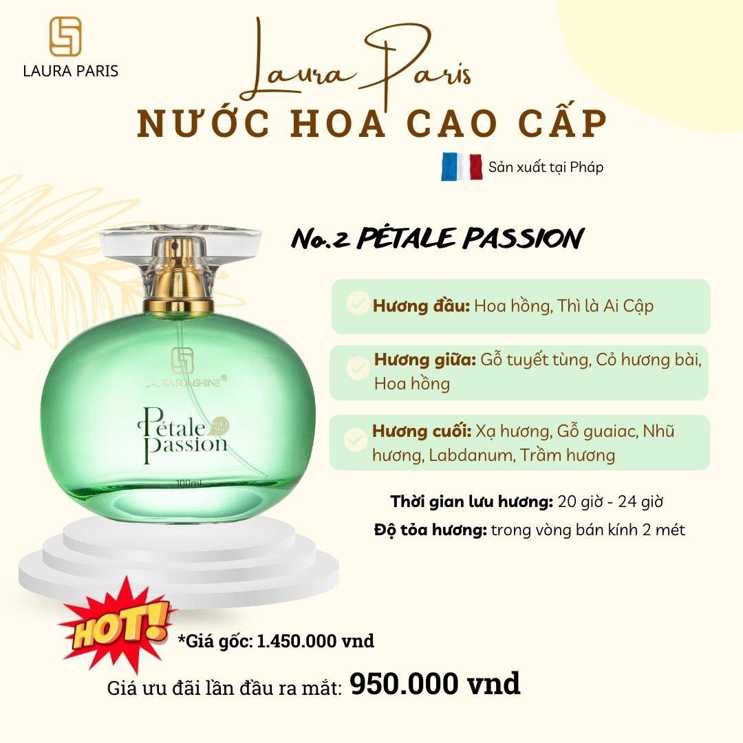 Nước Hoa Nữ Laura Sunshine Nhật Kim Anh - No2 100ml - Petale Passion Paris