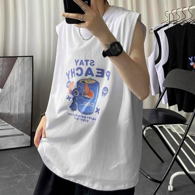 Áo thun ba lỗ in hoạt hình nam nữ với chất thun cotton mềm mịn,thoáng mát,sành điệu freesize từ