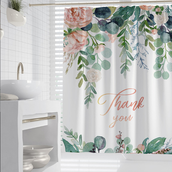 Rèm phòng tắm / Rèm cửa sổ - Bụi cây kết hợp với hoa hồng