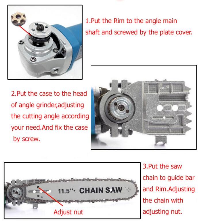 Bộ phụ kiện chuyển máy cắt mài cầm tay thành máy cưa xích﻿