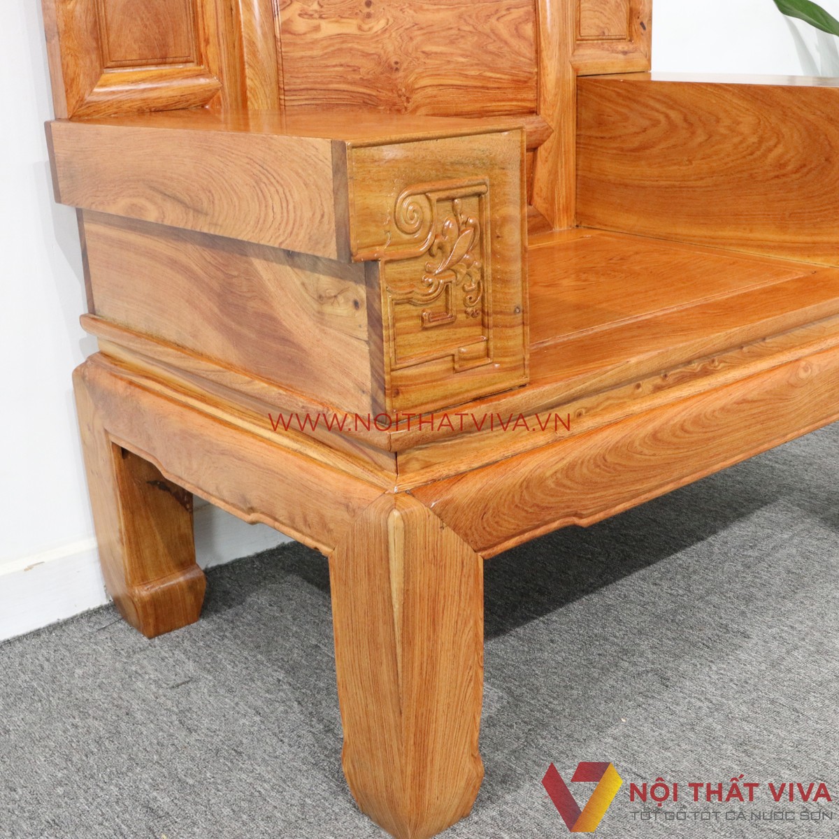 Bộ Bàn Ghế Salon Tần Thủy Hoàng Gỗ Hương Đá Chạm Rồng 6 Món Cao Cấp