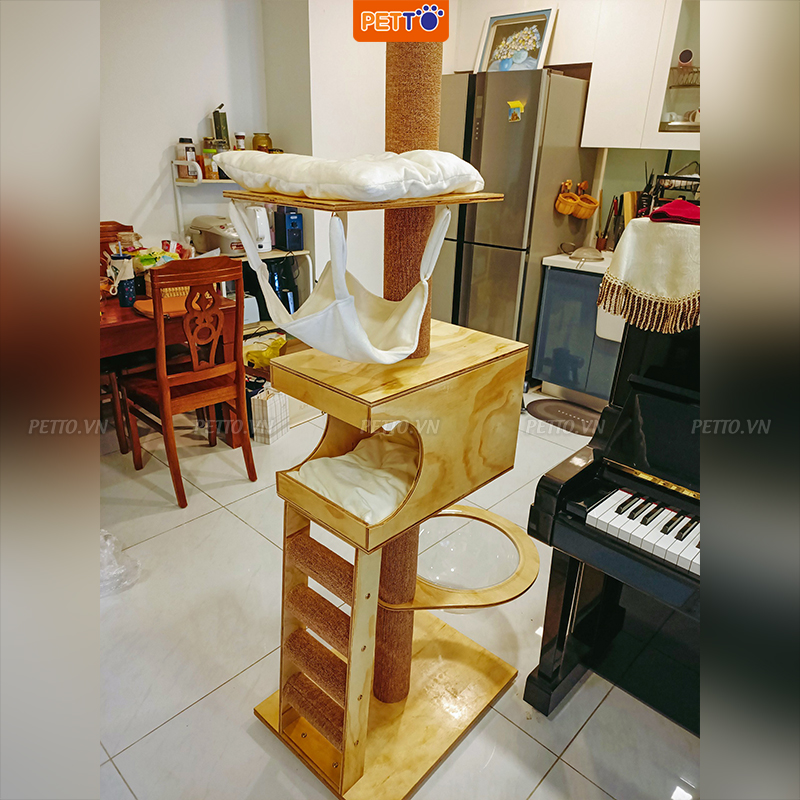Nhà Cây Cho Mèo Kết Hợp Lồng Kính CH020