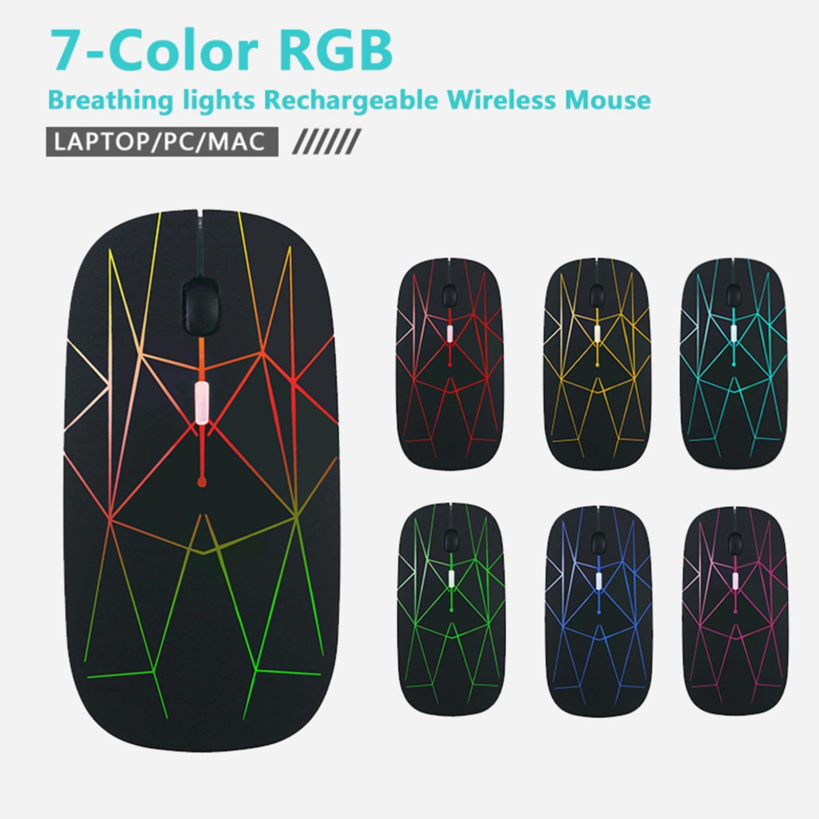 LED Wireless Mouse USB Charging 4 Button Portable LED Lights 2.4G PC
