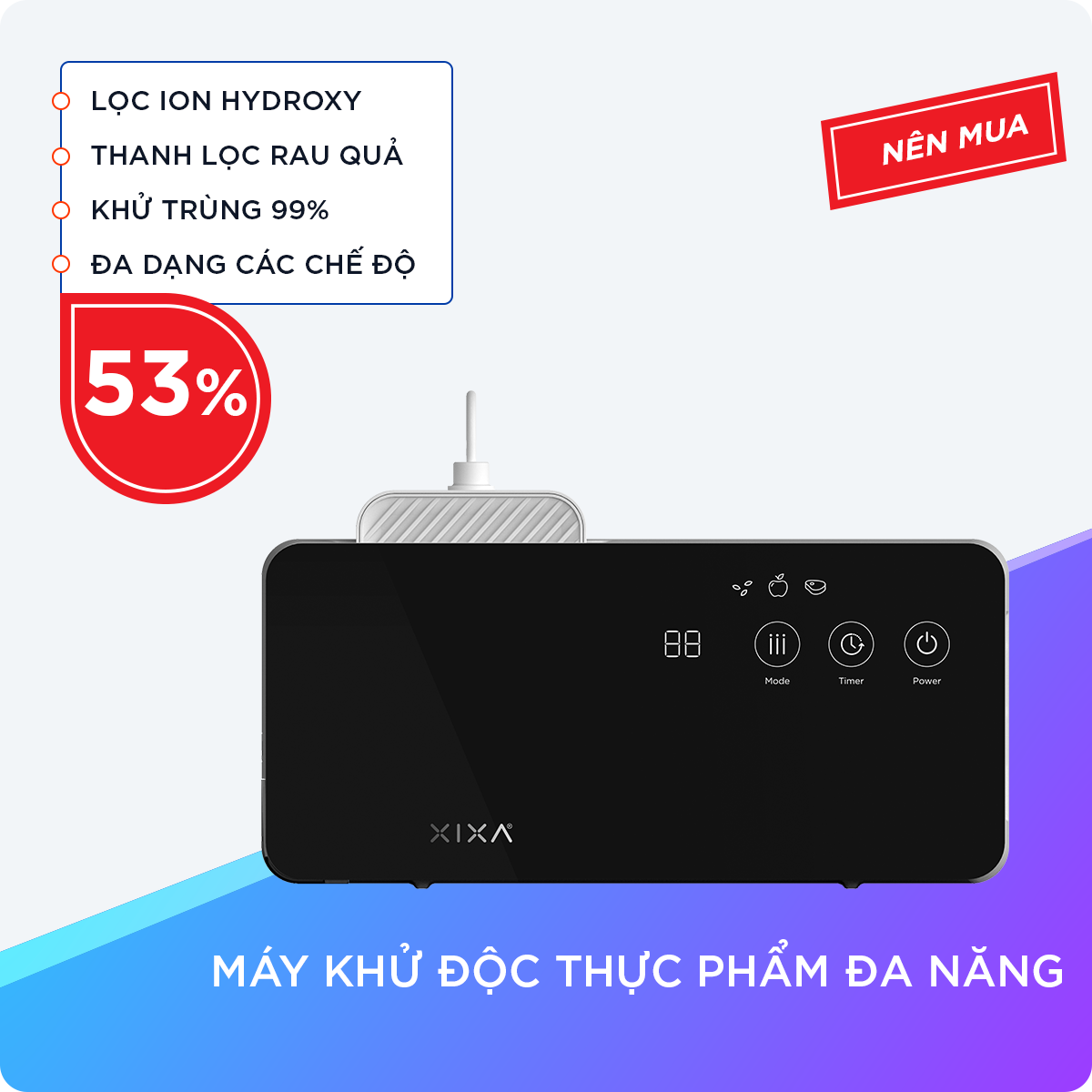 Máy khử độc thực phẩm đa năng Xixa XP90-PRO