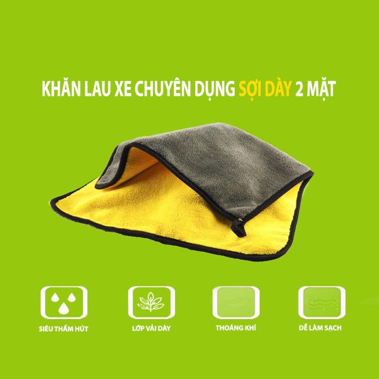 KHĂN 2 MẶT VÀNG XÁM 30*60 CM