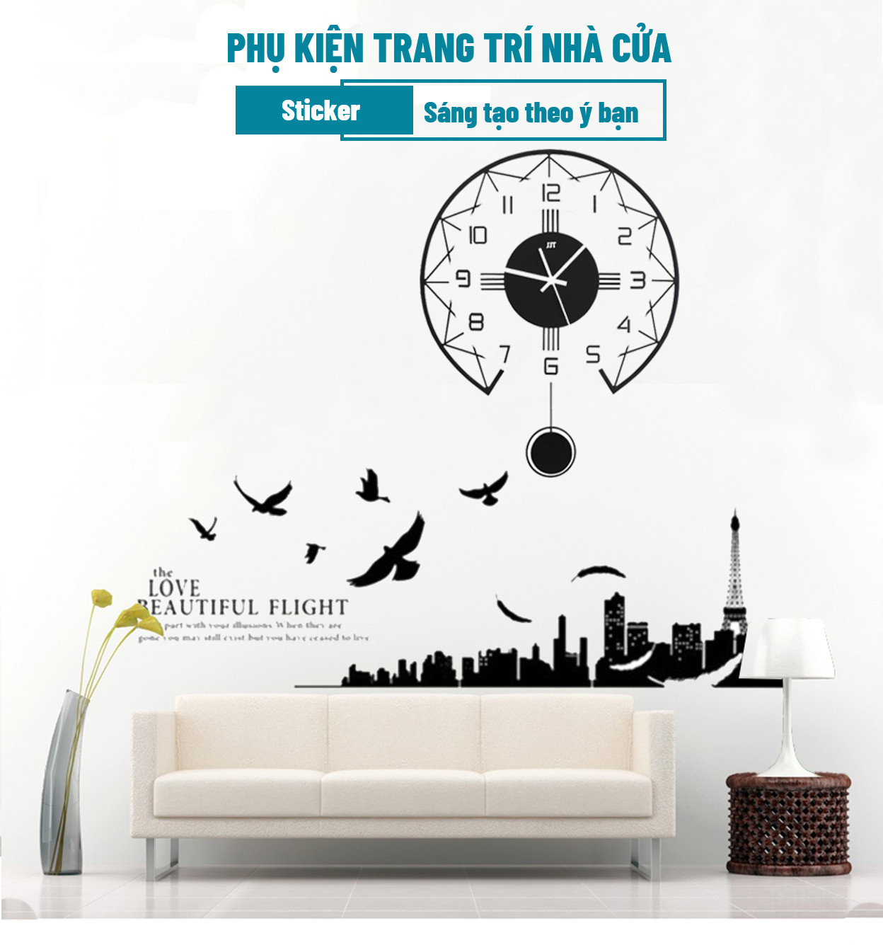 Đồng Hồ Treo Tường - Mẫu Đa Dạng - Đồng Hồ Con Lắc - Đồng Hồ Bát Giác - Đồng Hồ Thanh Ngang Số La Mã, hợp kim, nhựa pvc thân thiện môi trường, có pin aa kèm